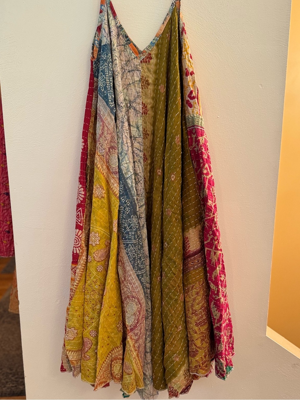 KANTHA OVERSIZED DRESS BOHO COMFY with pockets, Handmade Reversible One Size - Picture 9 of 9
